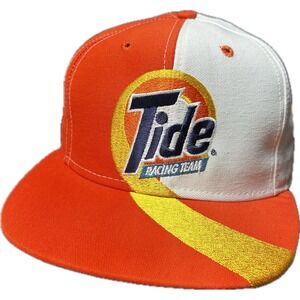 Vintage Tide Racing Team Hat Mens OSFA Orange White Snapback NASCAR 1990s